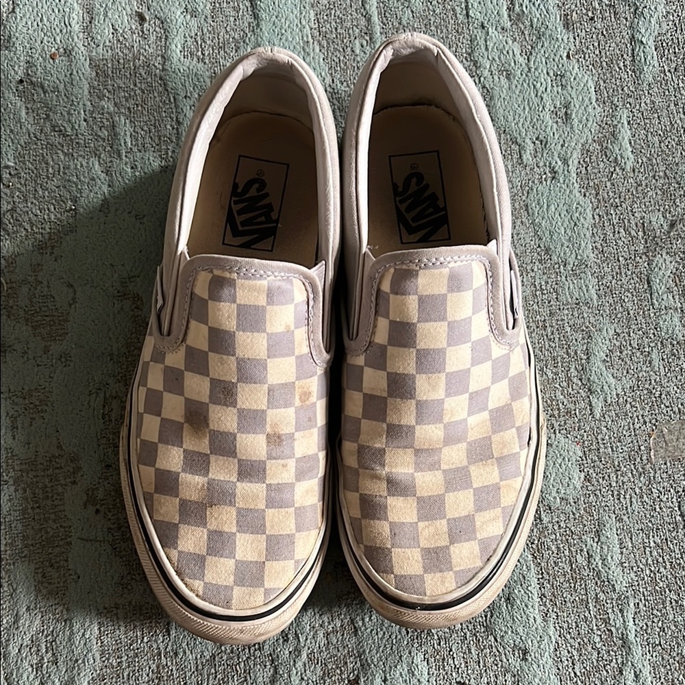 Vans Checkered Slip-On Loafers -  Grey and White